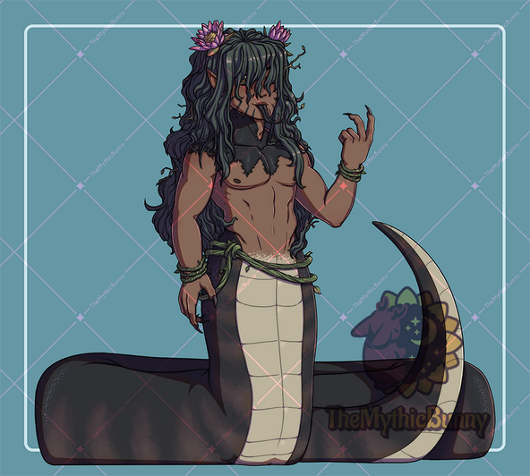 A snake inspired by a water lily with brown skin